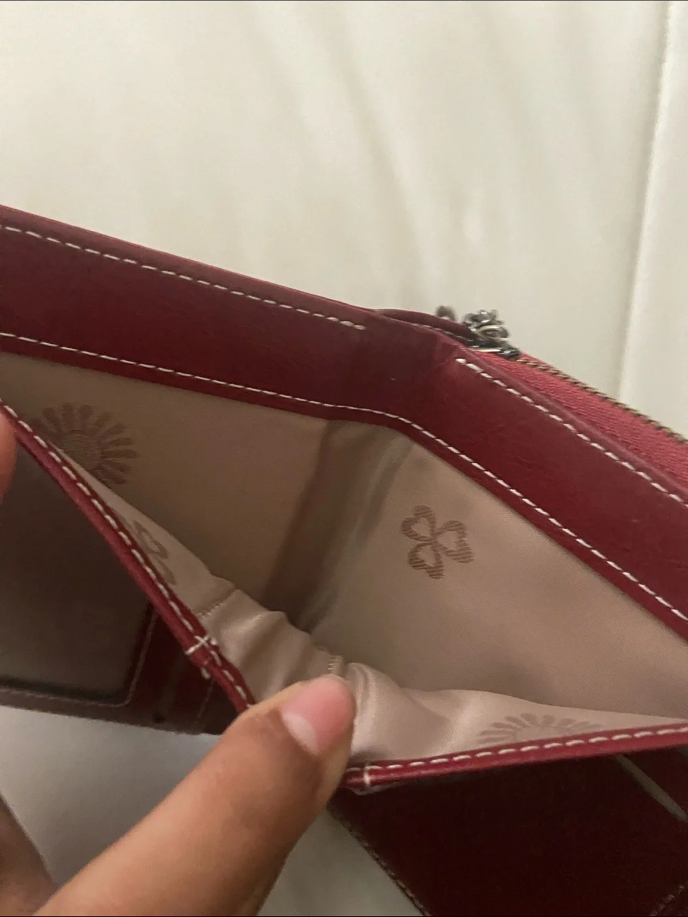 Red Leather Snap-Closure Women's Wallet